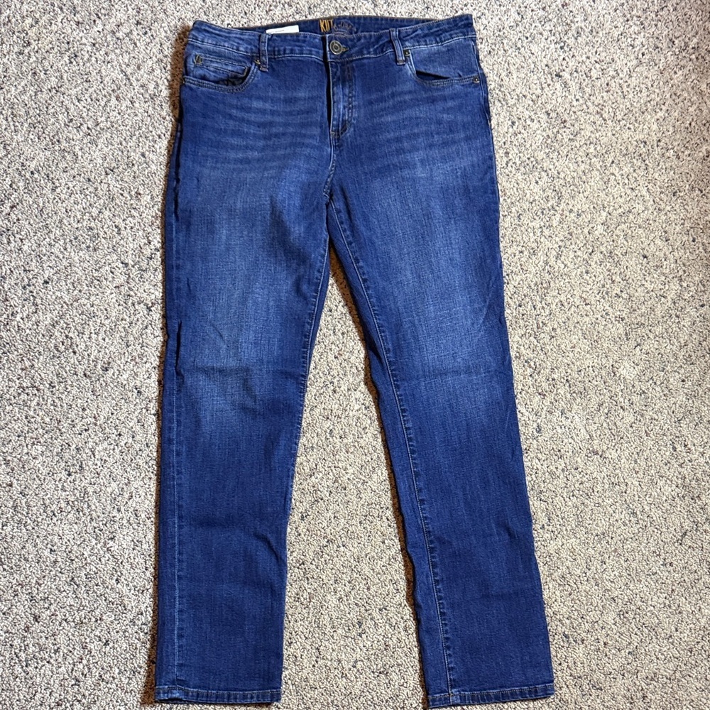 Kut From The Kloth Women’s Dark Blue Jeans Midrise Straight Leg Sz 12